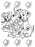 A coloring page of 101 dalmatians